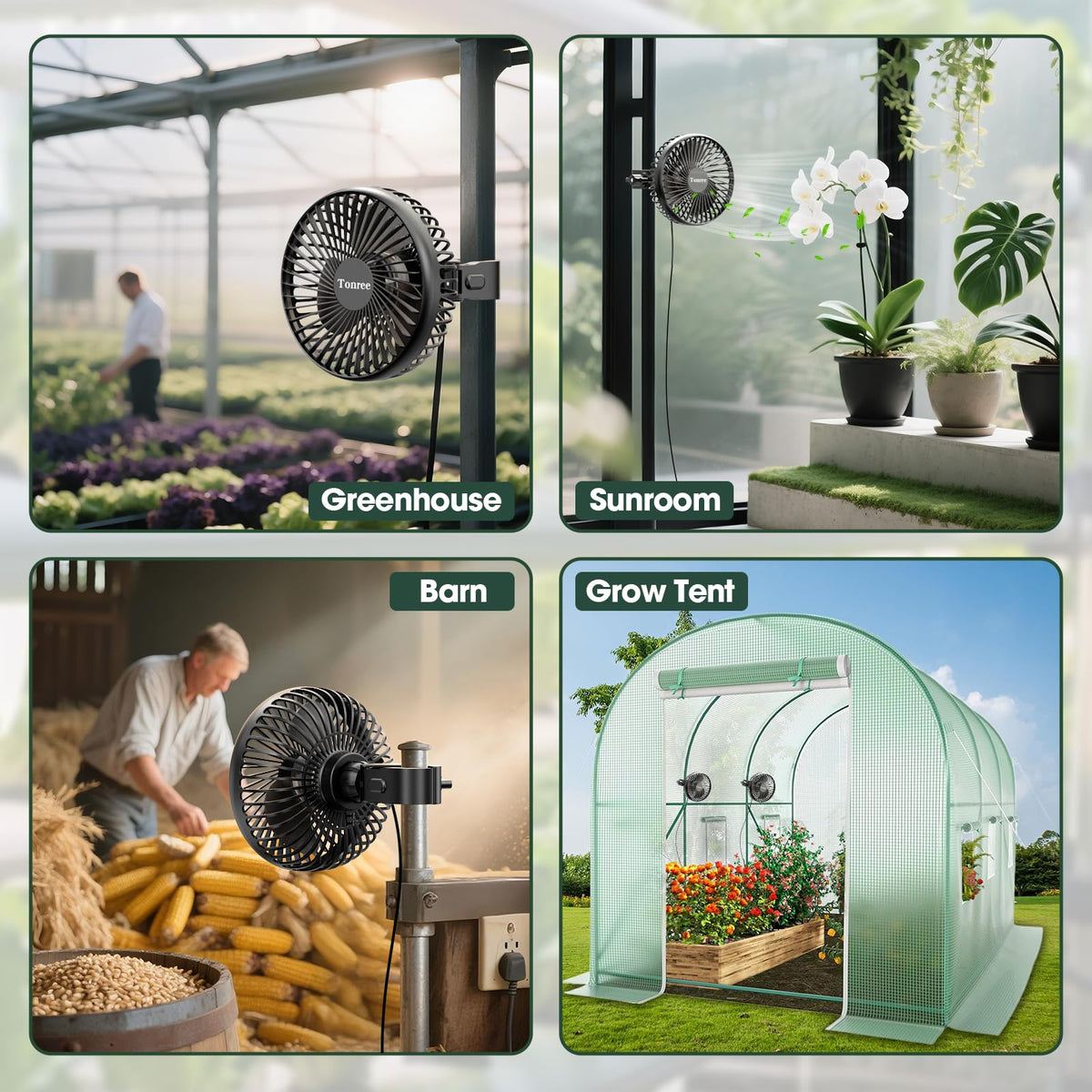 Tonree IPX5 waterproof design withstands humidity in grow rooms.