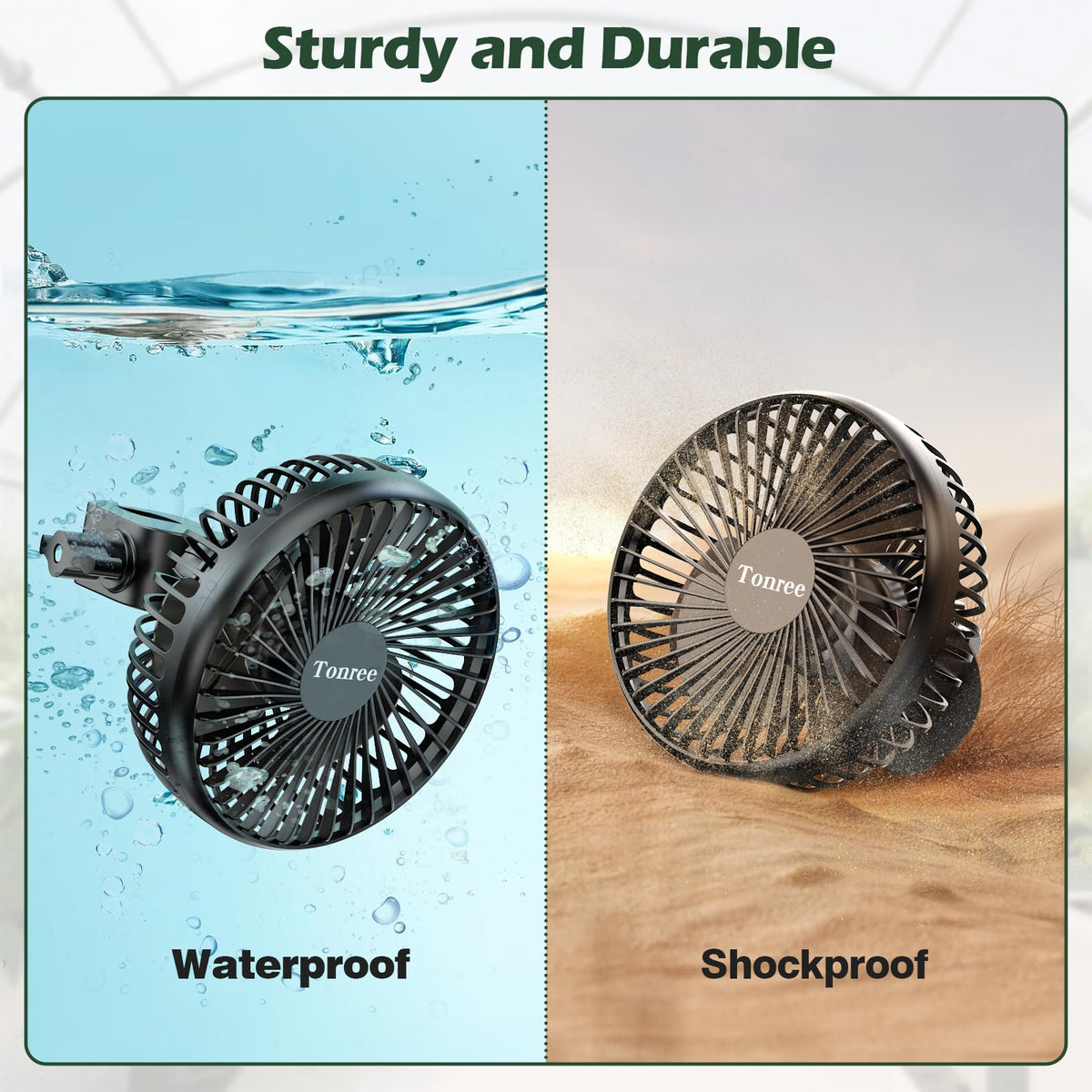 Tonree Grow Tent Fan IPX5 waterproof design resists damp environments.