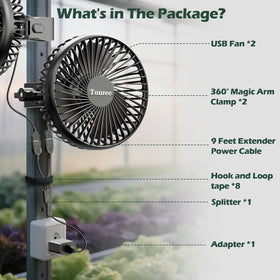 Tonree Grow Tent Fan USB-powered plug-and-play cooling for tents.