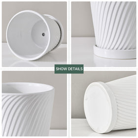 Ton Sin white planter with attached saucer suited for herbs and succulents