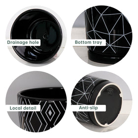 Ton Sin set of four pots provides coordinated style for a small garden or office.