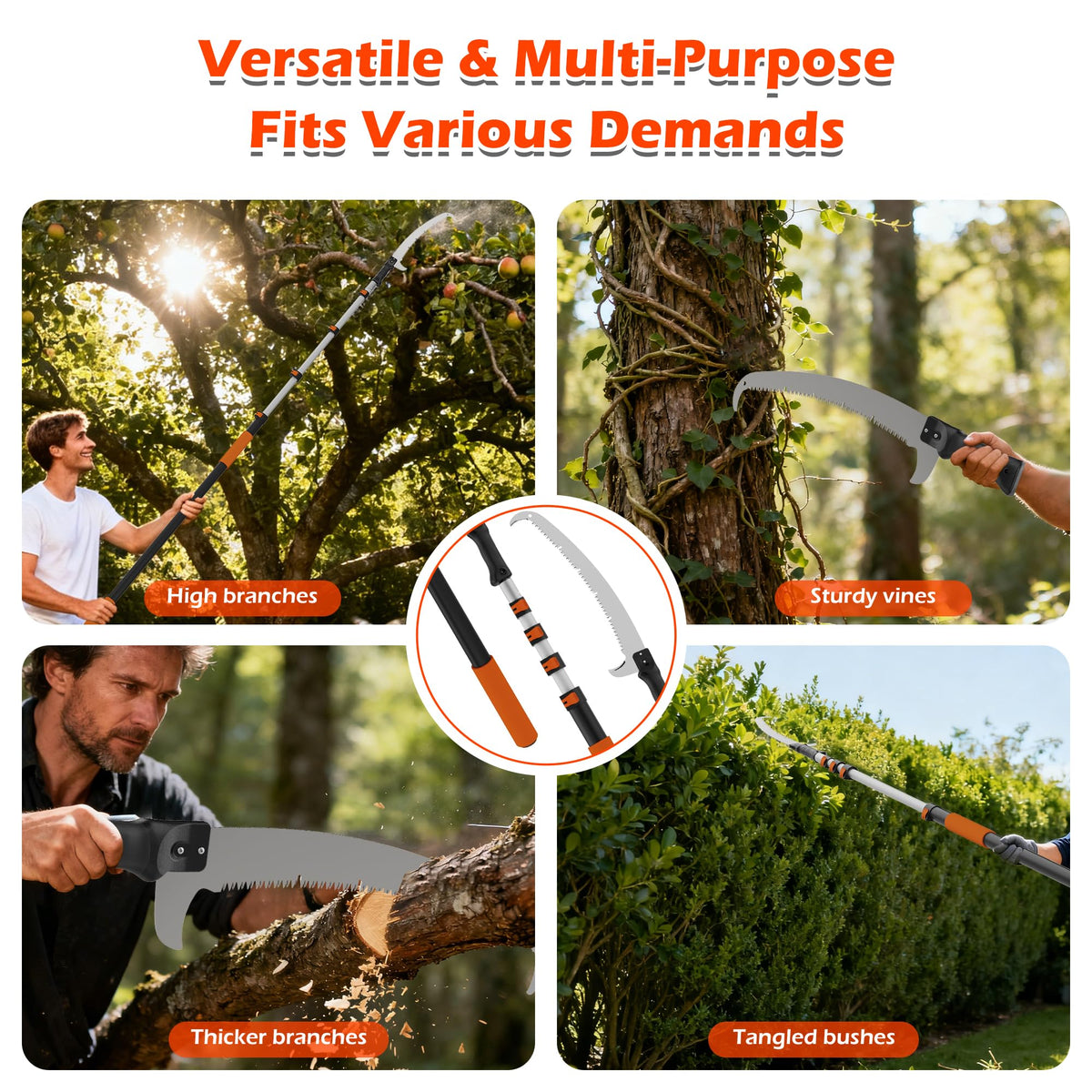TONYINGO 4-stage extendable pole 5 to 20ft for tall trees