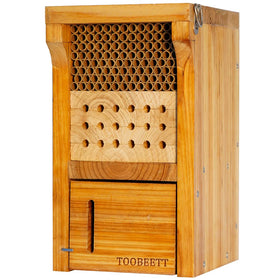 TOOBEETT Mason Bee House front view shows weatherproof wax finish for outdoors