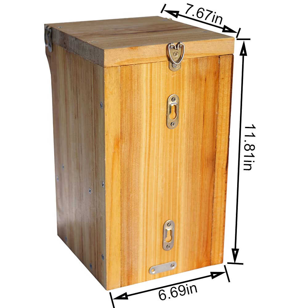 TOOBEETT Mason Bee House side view highlights sturdy wood and hardware