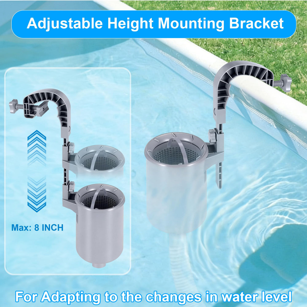 Toodour adjustable mounting brackets fit inflatable, tubular, and metal frame pools.