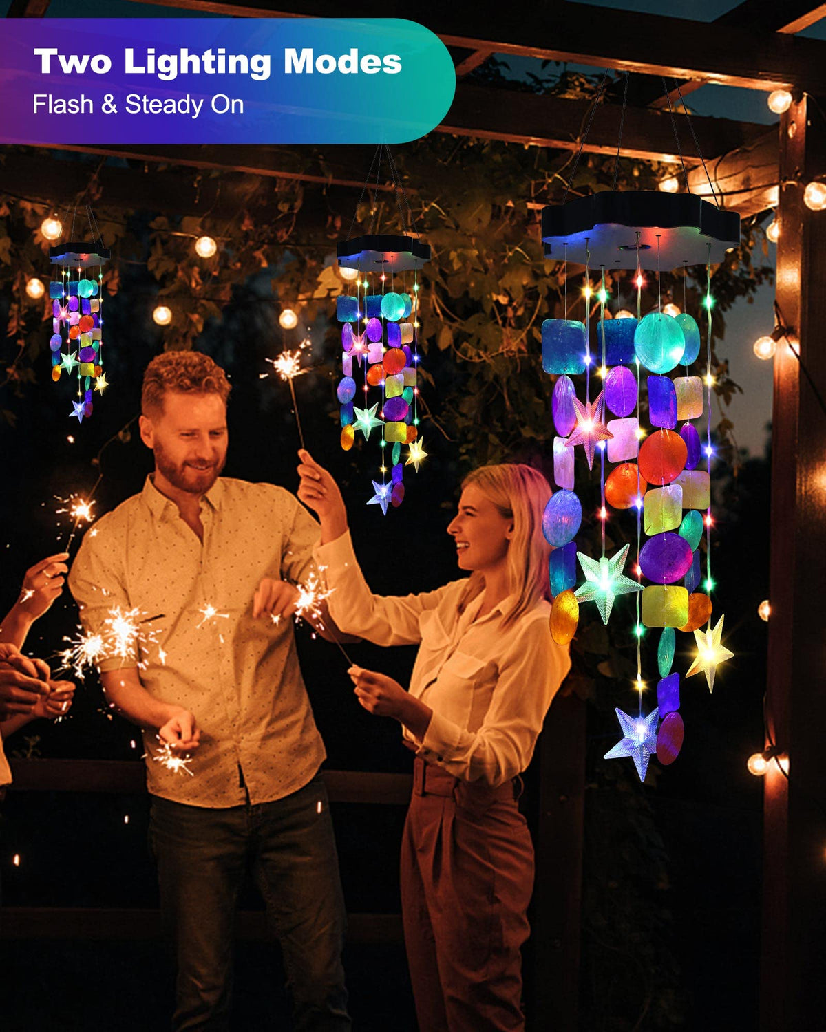 Toodour colorful shell wind chimes add seaside charm to patios and gardens.