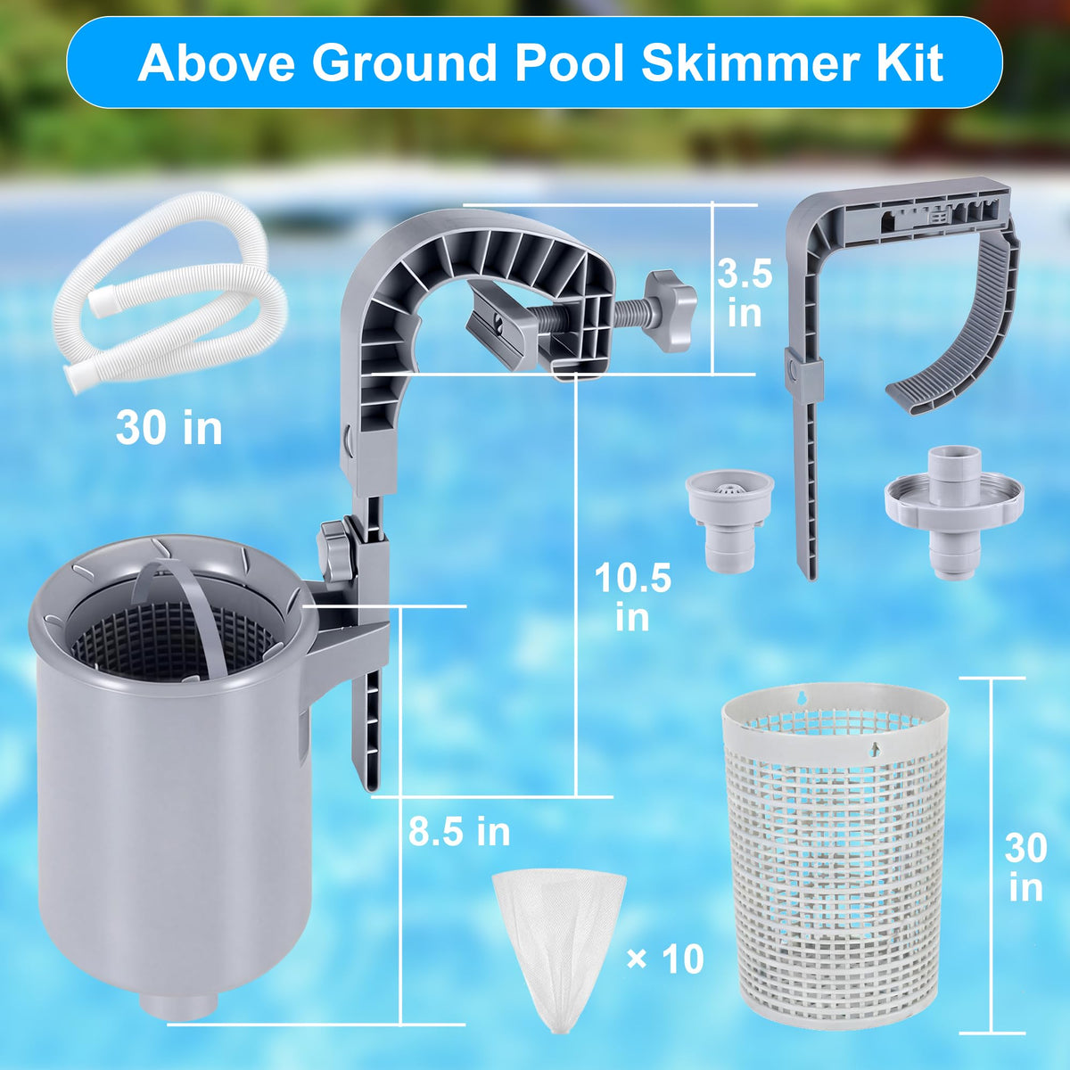 Toodour complete cleaning kit provides essential tools for above-ground pool maintenance.