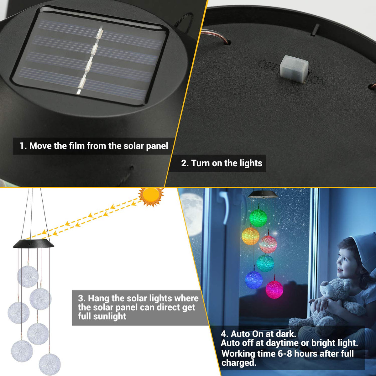 Toodour garden decor with solar lights for balconies, yards, and porches