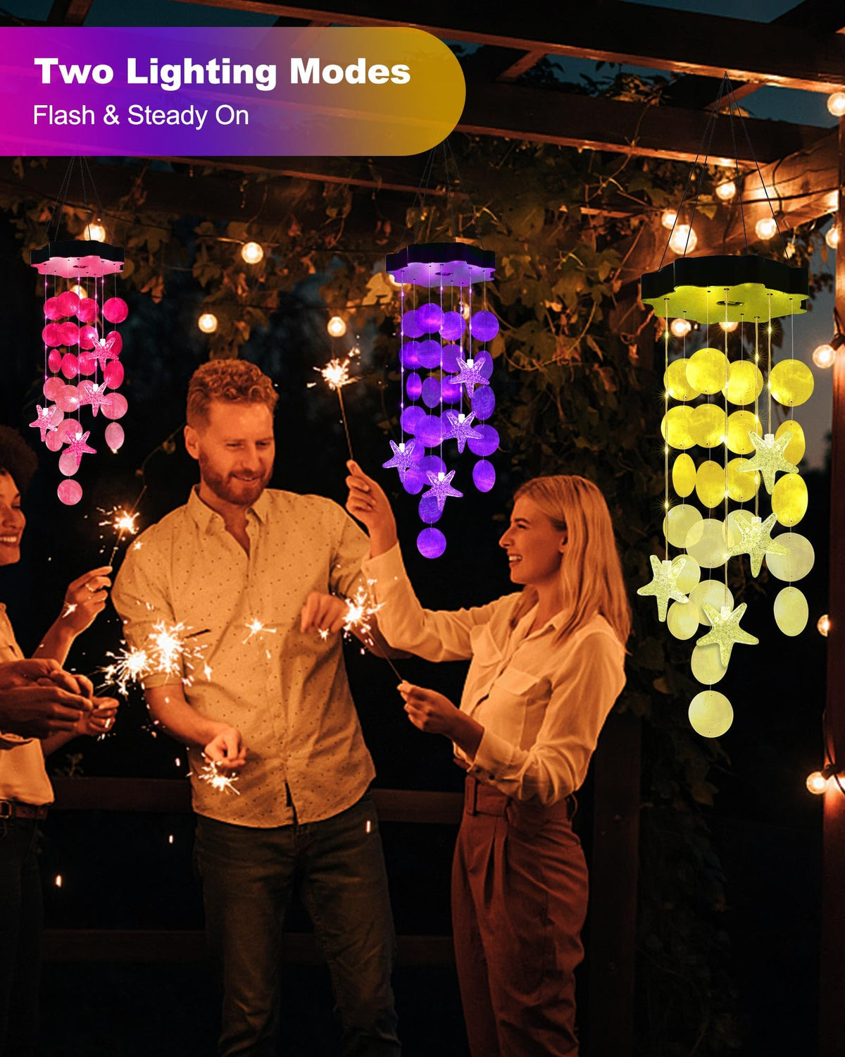 Toodour natural-seashells outdoor-light provides sun-powered ambience without wiring