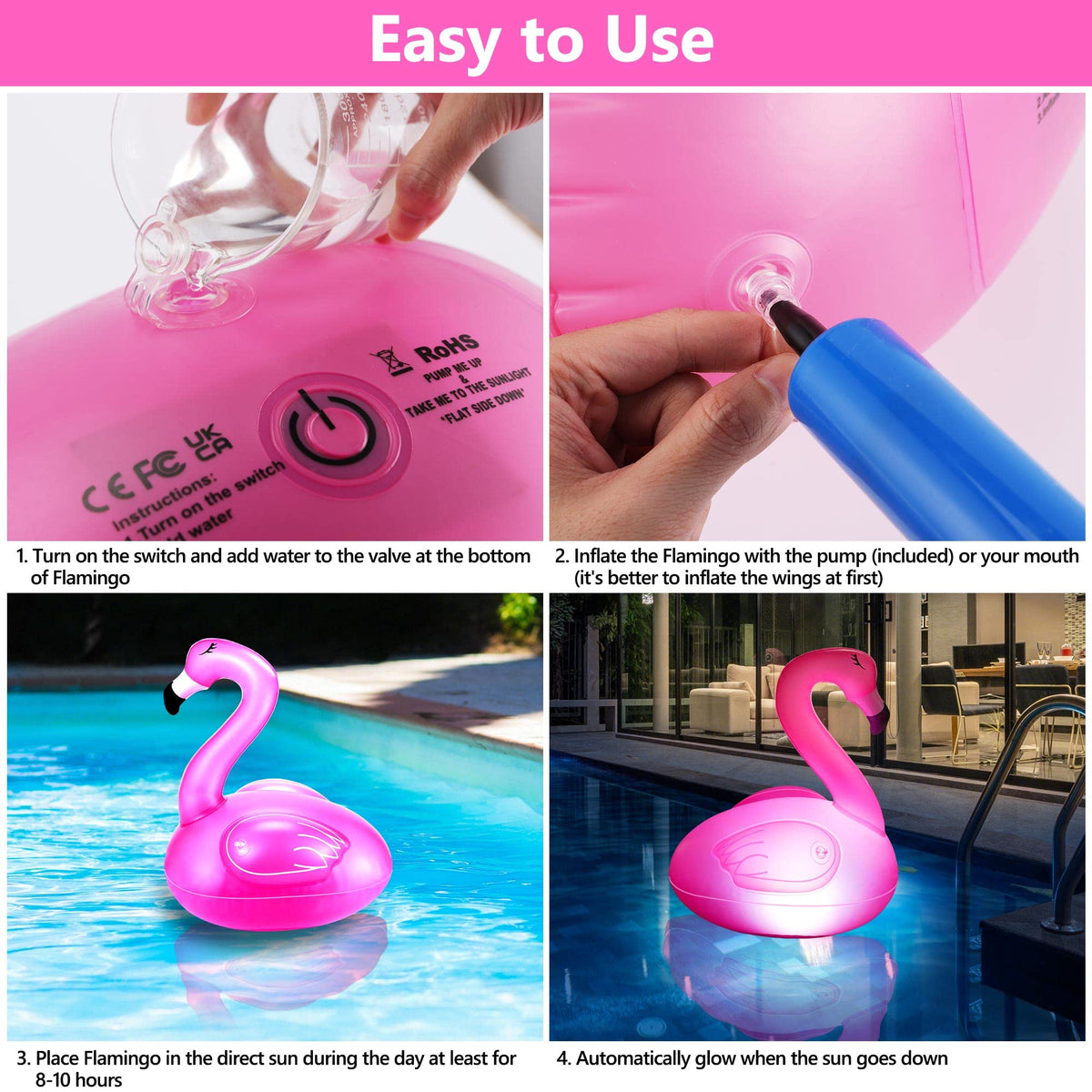 Toodour flamingo lights provide a warm glow for pools, gardens, and patios.