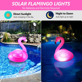 Toodour solar flamingo pool light charges by sun for energy-efficient evenings.