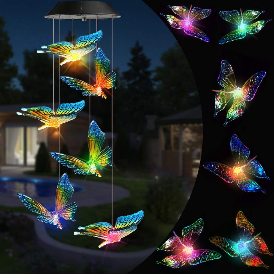 Toodour solar wind chime butterfly lights enhance your garden with a magical night display.