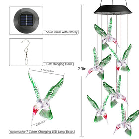Toodour Solar Wind Chime hummingbird lights create a dreamy patio night.