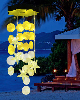 Toodour solar wind chime outdoor-shells, warm white glow for cozy porch evenings