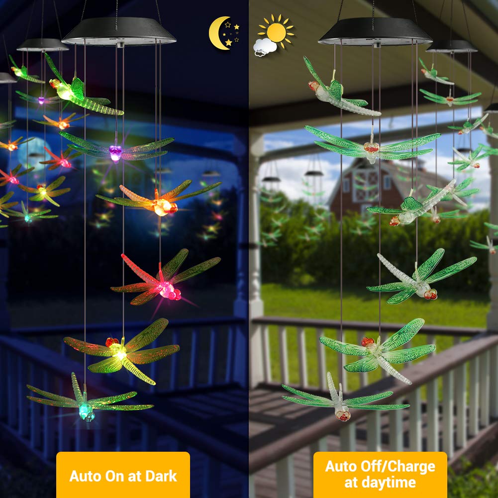 Toodour waterproof dragonfly wind chimes suitable for outdoor decor.