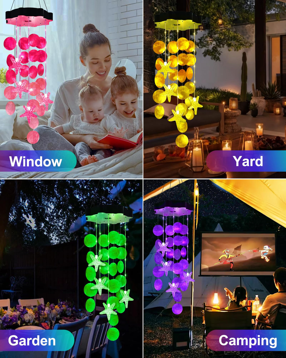 Toodour outdoor decor wind chime offers ambient glow for summer nights.