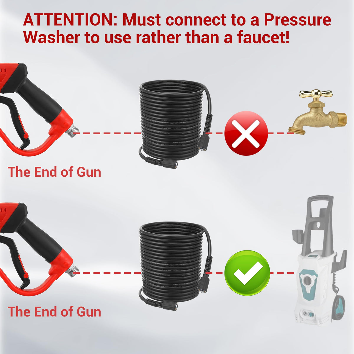 Tool Daily 50 ft hose provides extended reach for large surfaces.