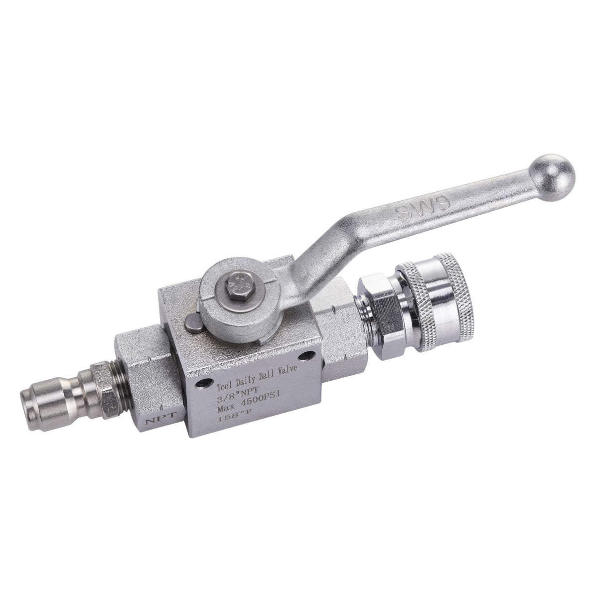 Tool Daily ball valve kit connected between hose and gun improves control.