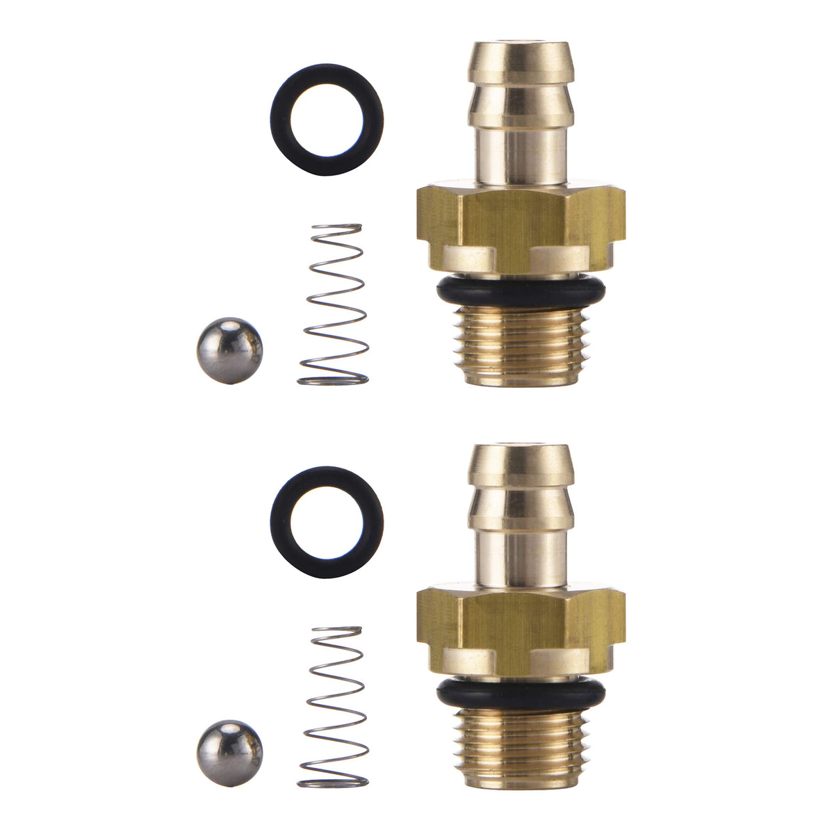 Tool Daily brass barbs for the injector set ensure secure hose connections.