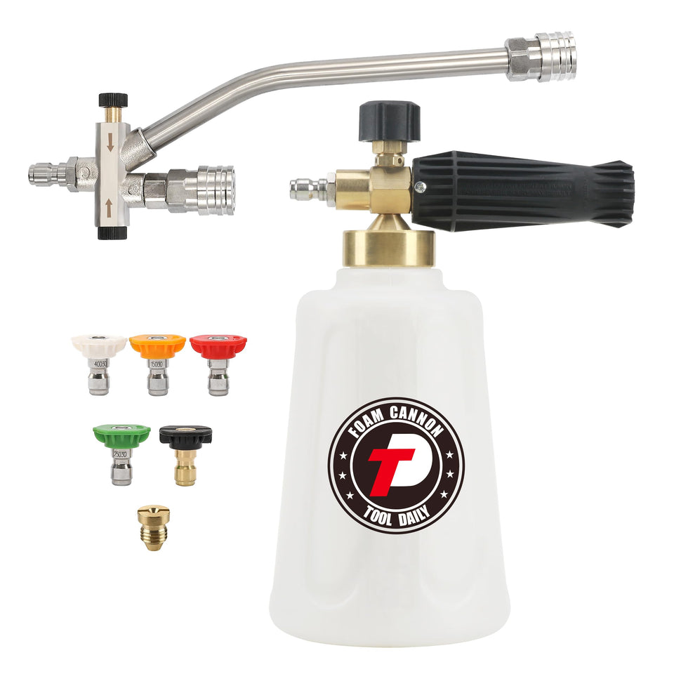 Tool Daily foam cannon dual connector enables uninterrupted washing