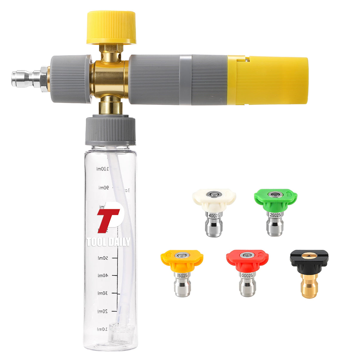 Tool Daily foam cannon small demonstrates no-dilution design for thicker foam