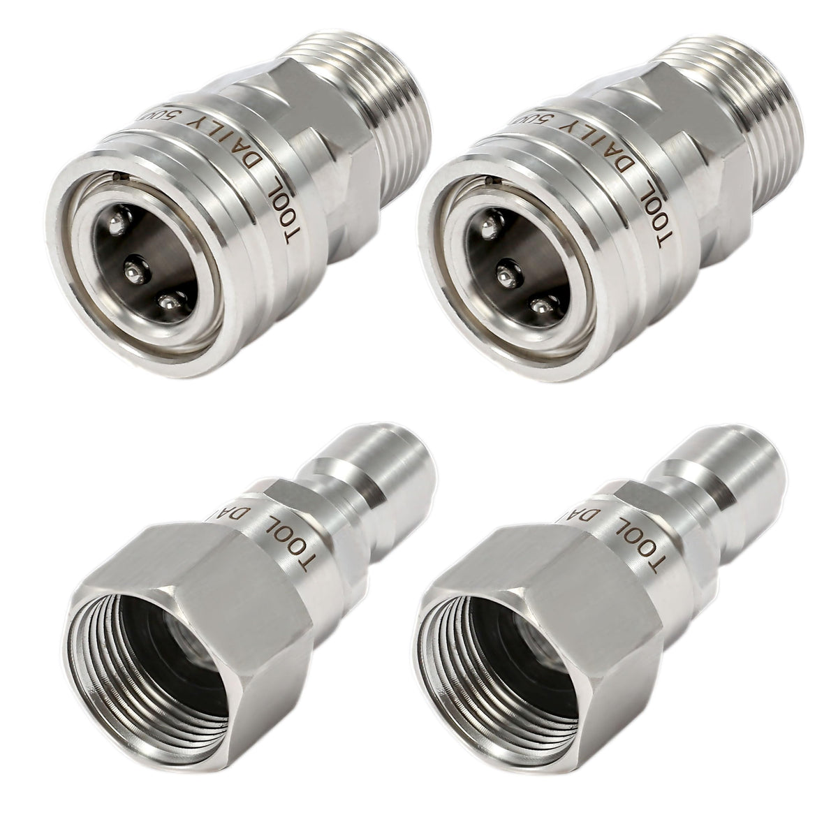 Tool Daily pressure washer swivel with M22 14mm female to 3-8in quick connect for leak-free connections.