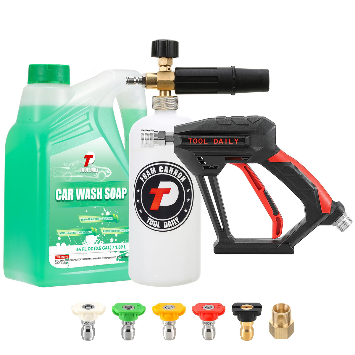 Tool Daily foam cannon in action on car with thick foam coverage
