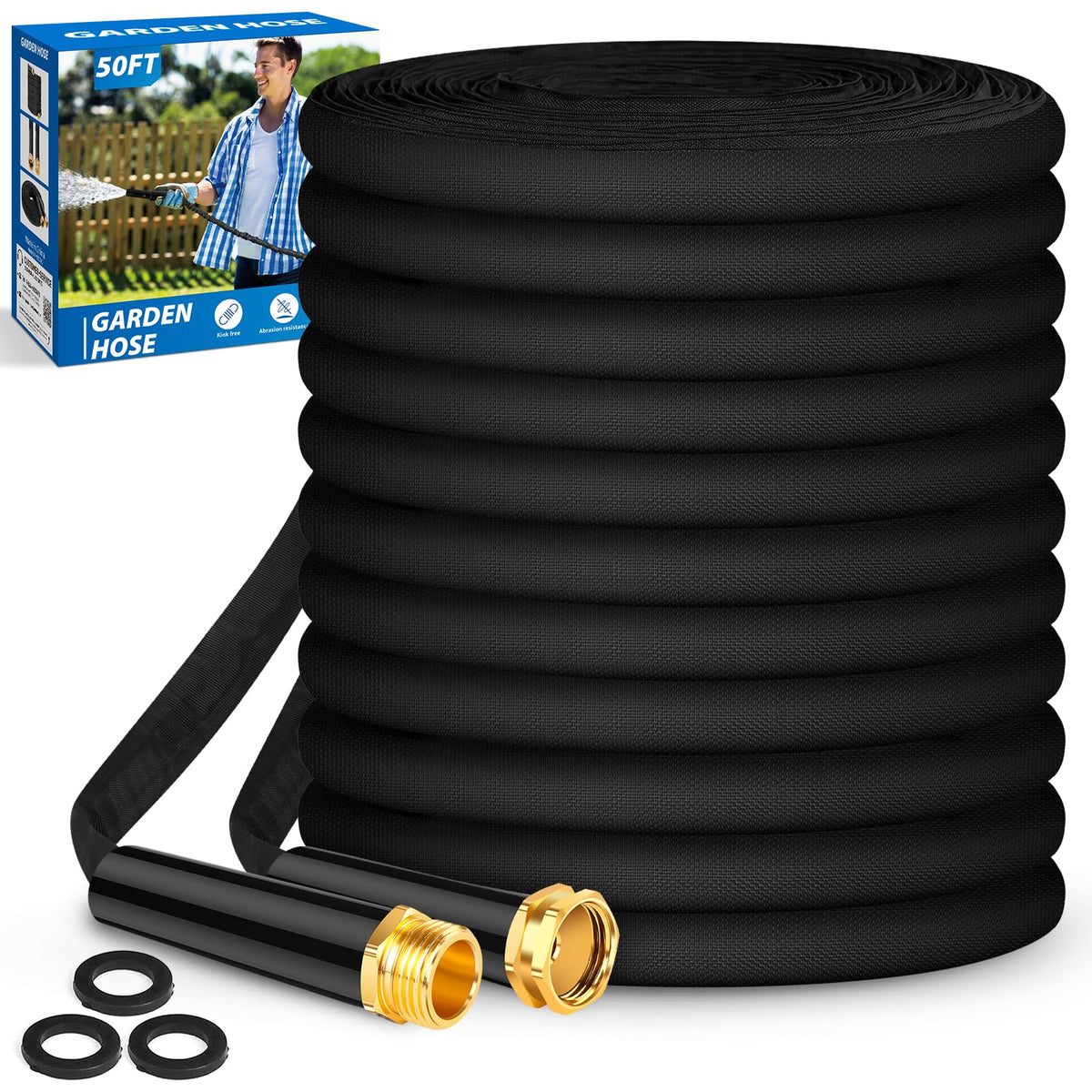 Toolasin Garden Hose 50ft ready for reliable yard watering and easy storage