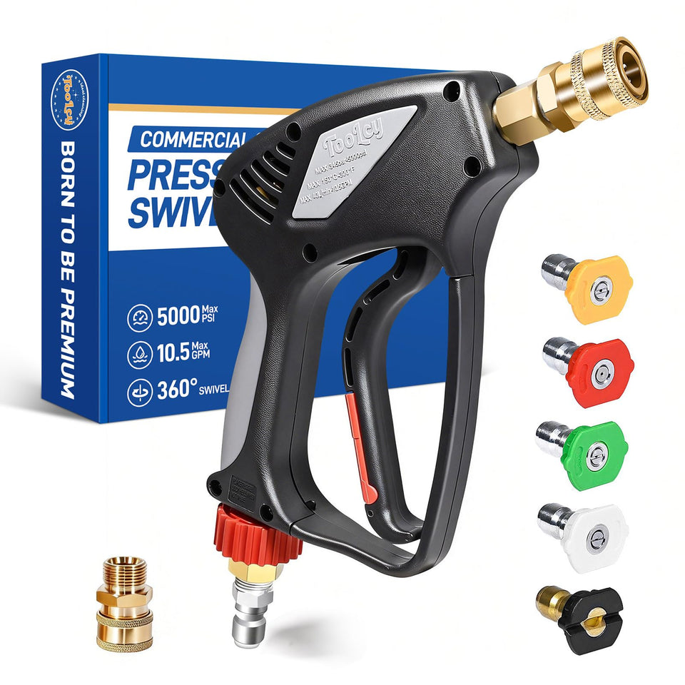 TOOLCY Pro Short Gun with 360 swivel for tangle-free, easy reach during cleaning.