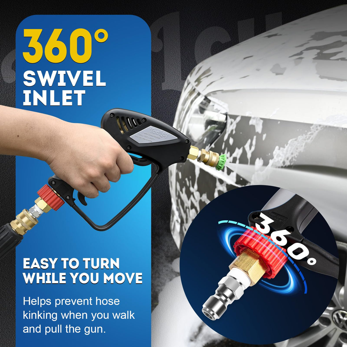 TOOLCY Pro Short Gun with 3/8-inch inlet quick-connect for fast, tool-free setup.