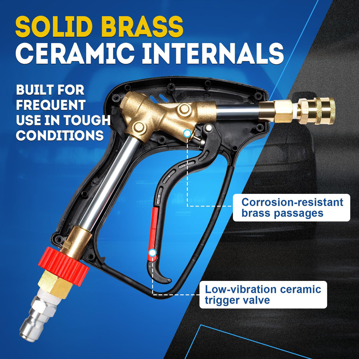 TOOLCY Pro Short Gun rated up to 5000 PSI for high-pressure cleaning power.