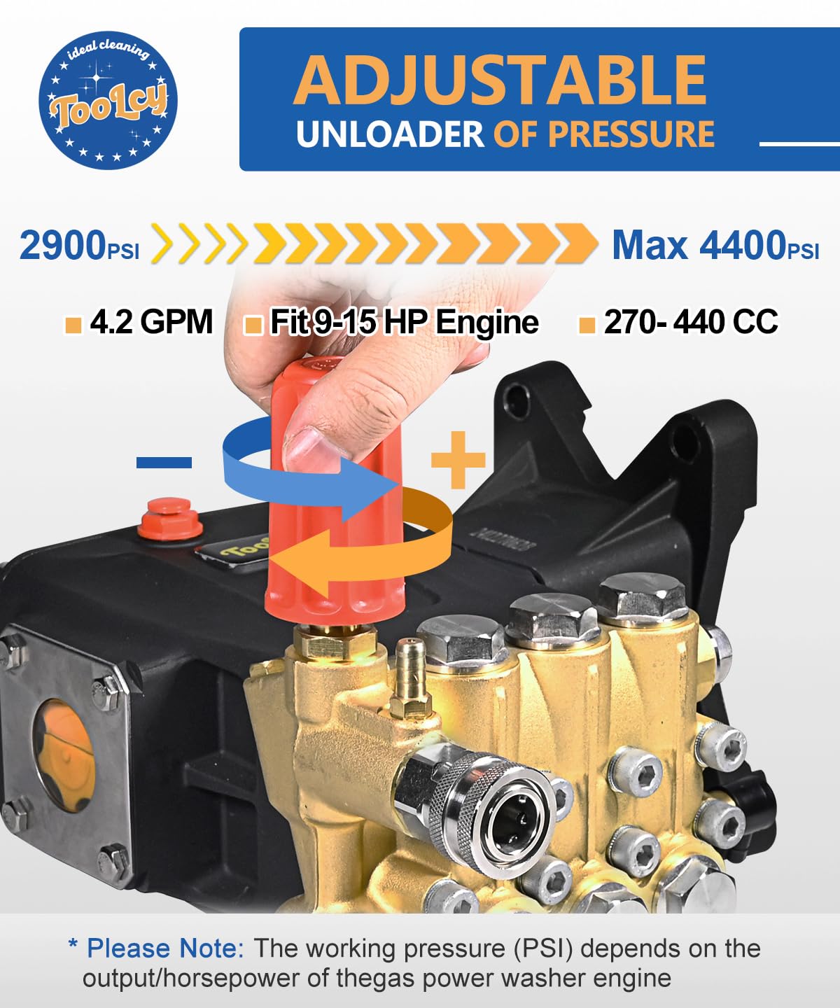 TOOLCY pump oil sight glass enables easy level checks during use.