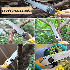 Toolux camping and gardening saw in action for outdoor wood cutting