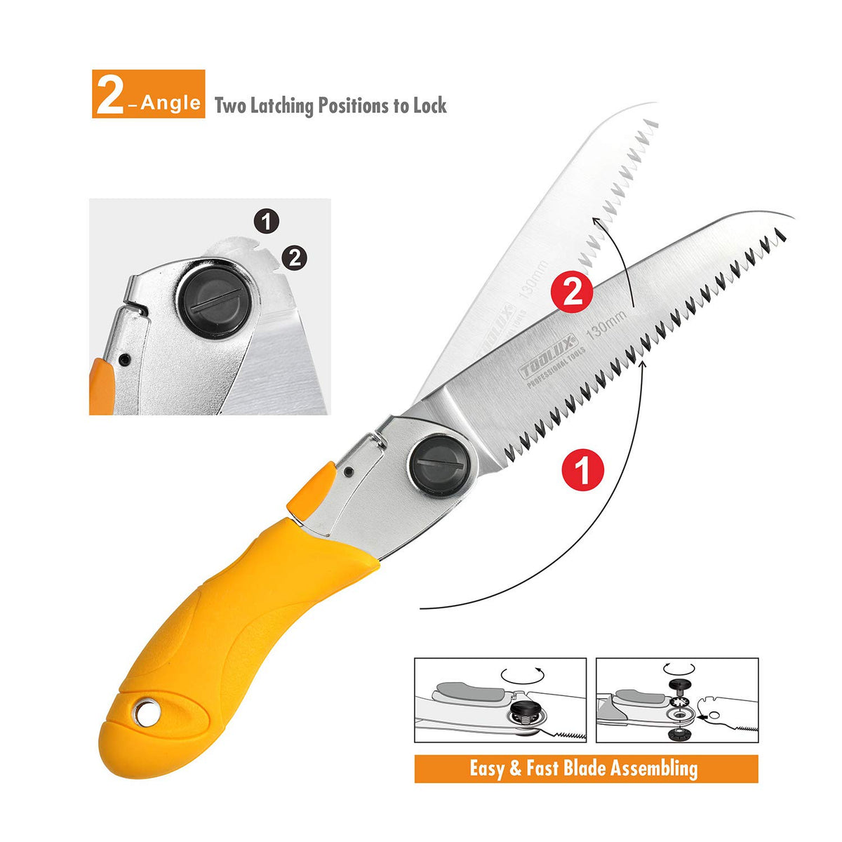 Toolux dual-angle lock enables 180° and 210° cuts for versatile pruning