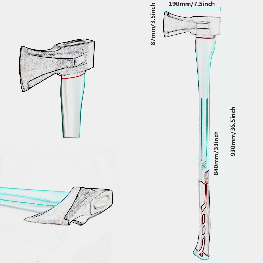 Toolzeen forged-carbon-steel-head with sharp edge for deeper, cleaner cuts