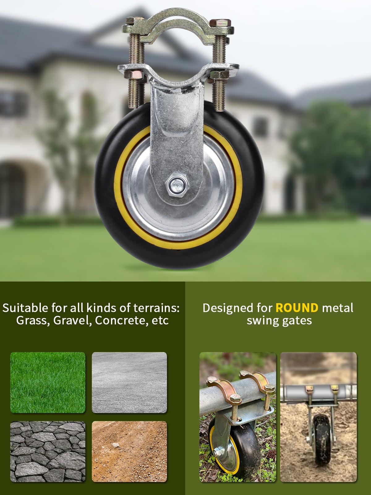 TOOPTATE galvanized steel bracket and PVC tire deliver long-lasting performance.