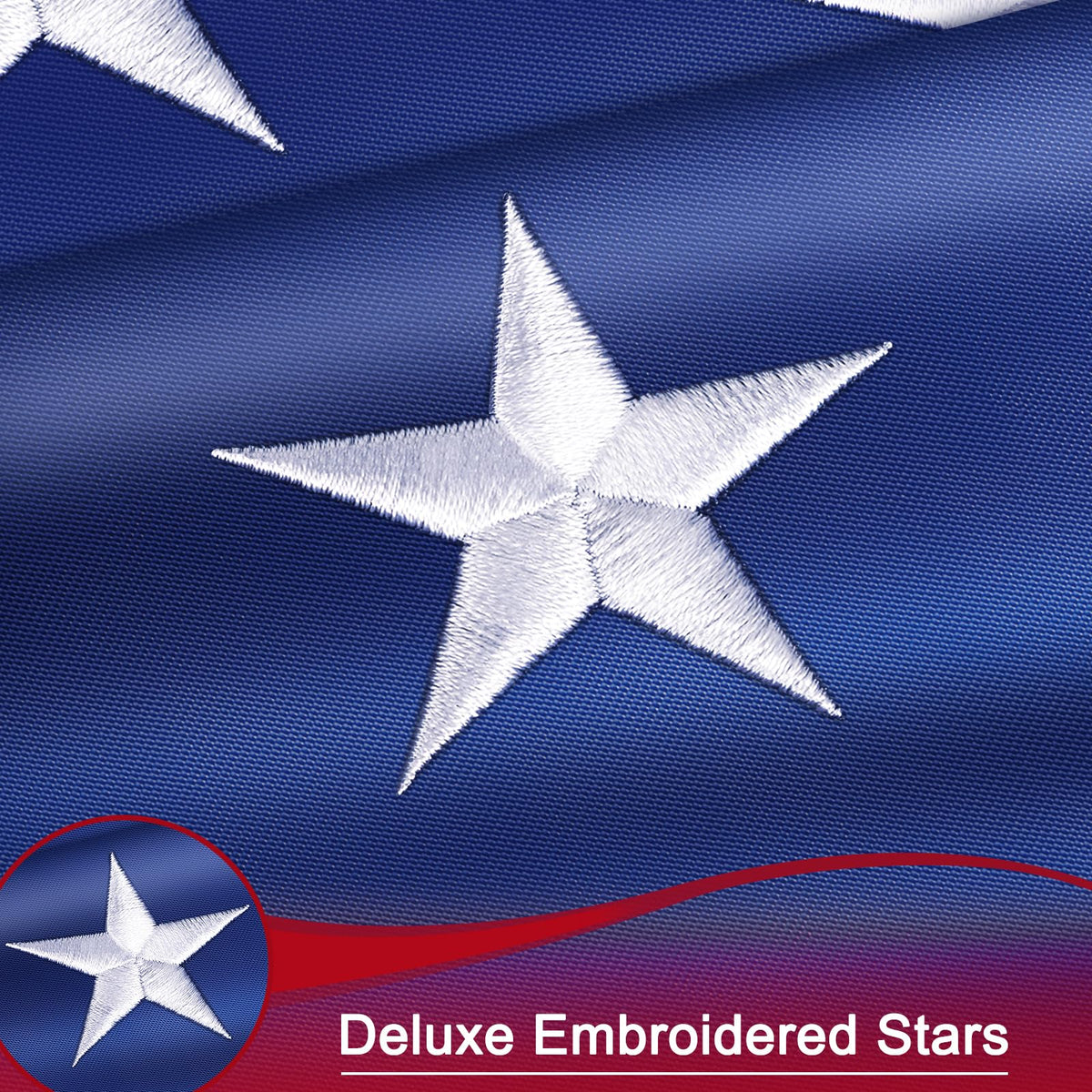 TOOUP flag with embroidered stars for durable visual fidelity