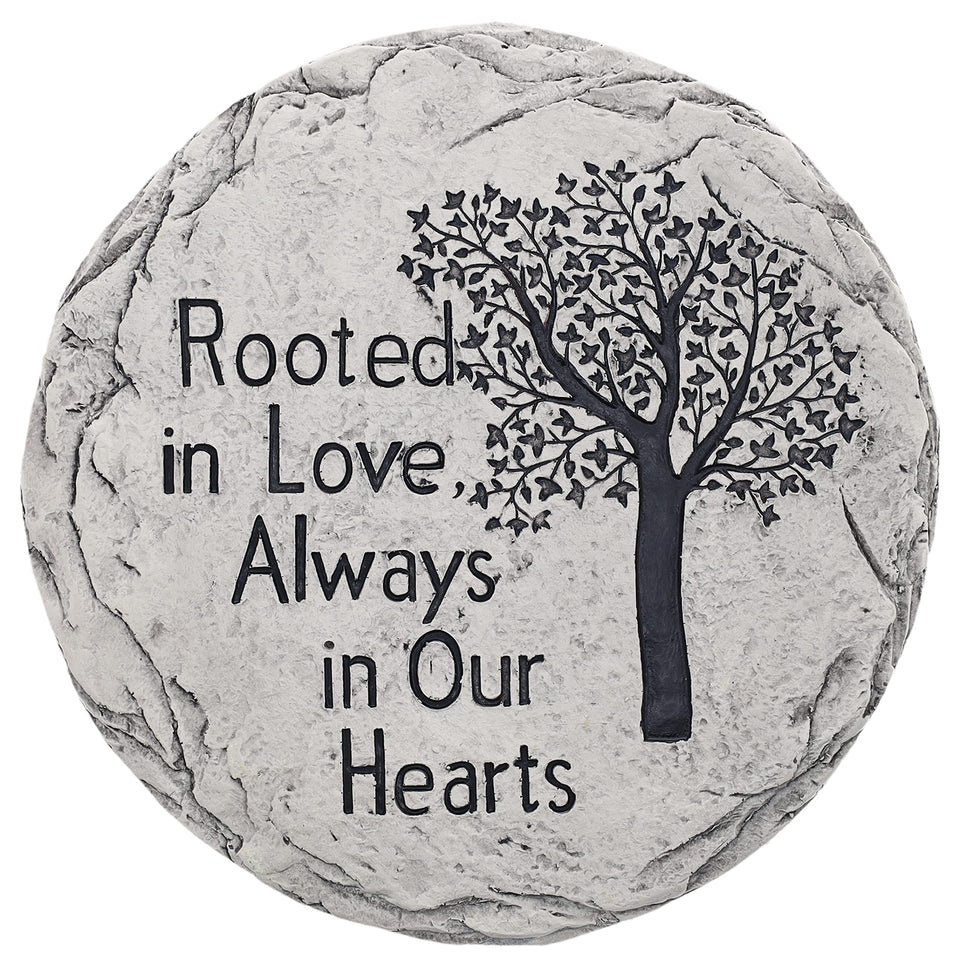 Top Brass garden memorial stepping stone Tree of Life closeup highlights durable outdoor design
