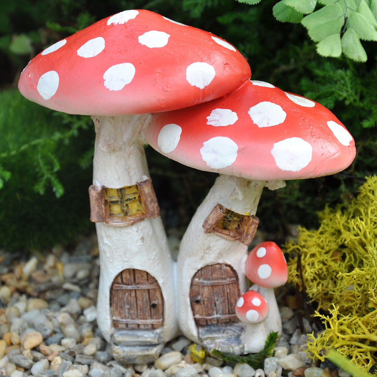 Top Collection miniature red mushroom fairy garden house with pick decor for indoor displays.