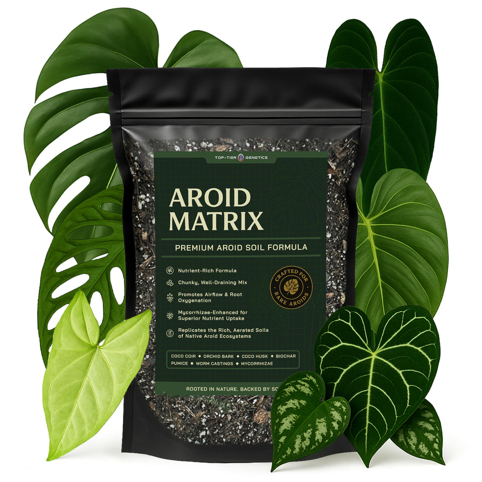 Top Tier Genetics aroid potting mix bag closeup for improved aeration.