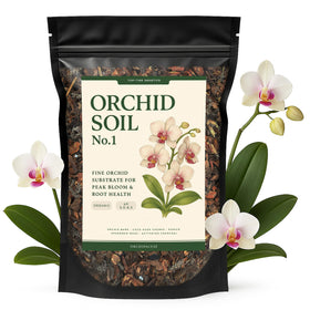 Top Tier Genetics Orchid Soil bag front with peat-free mix for healthy orchid roots.
