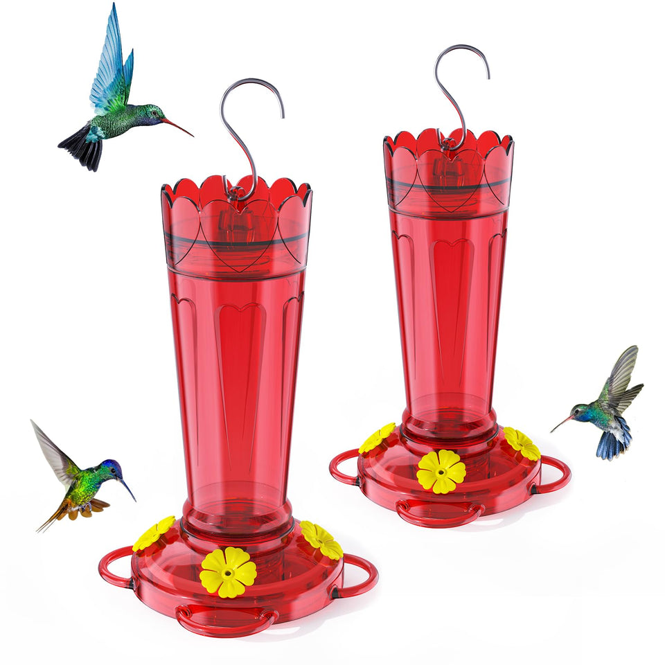 TOP XIAN 2-pack hummingbird feeders with 14 oz capacity attract nectar-loving birds