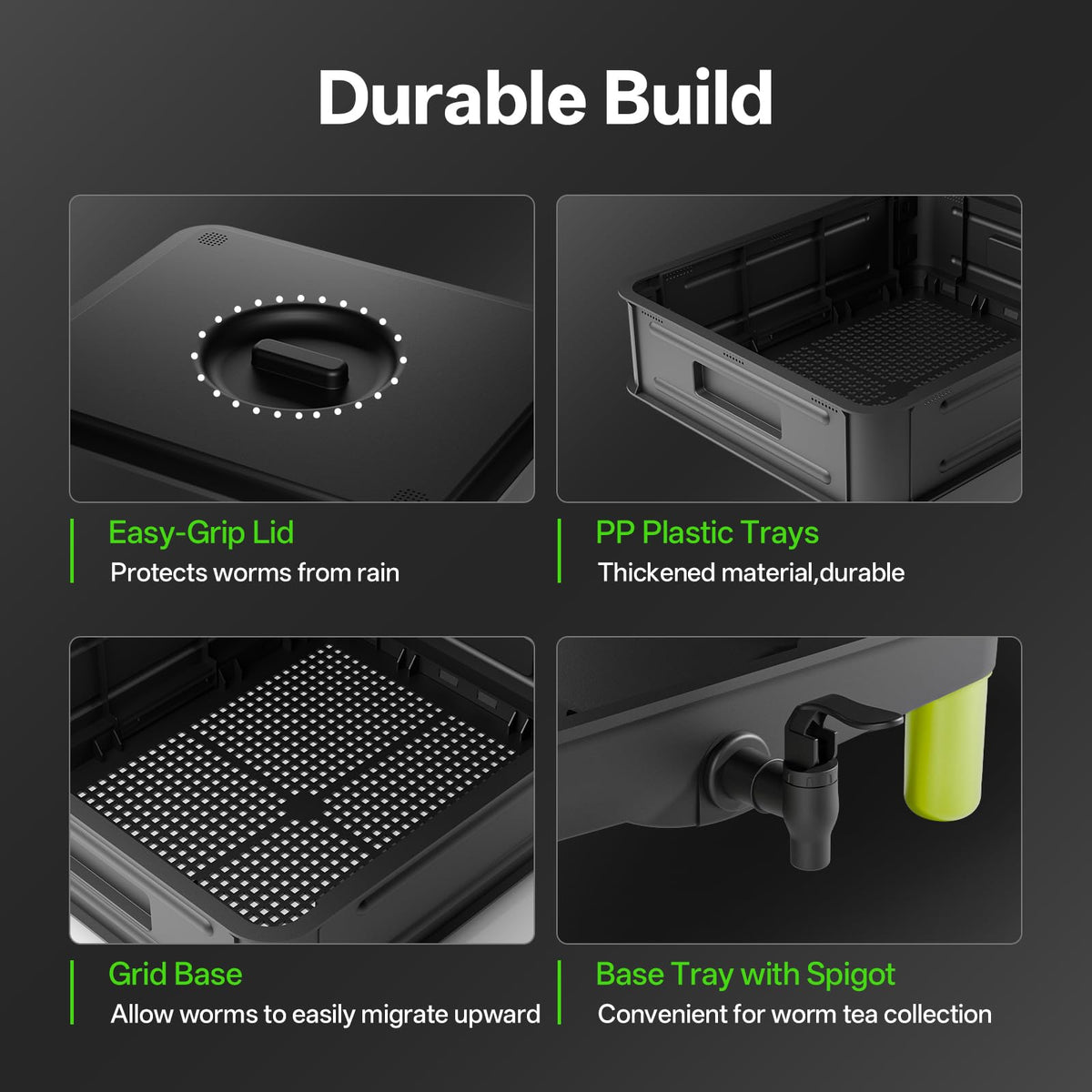 Top Xian compost bin faucet showing convenient drainage
