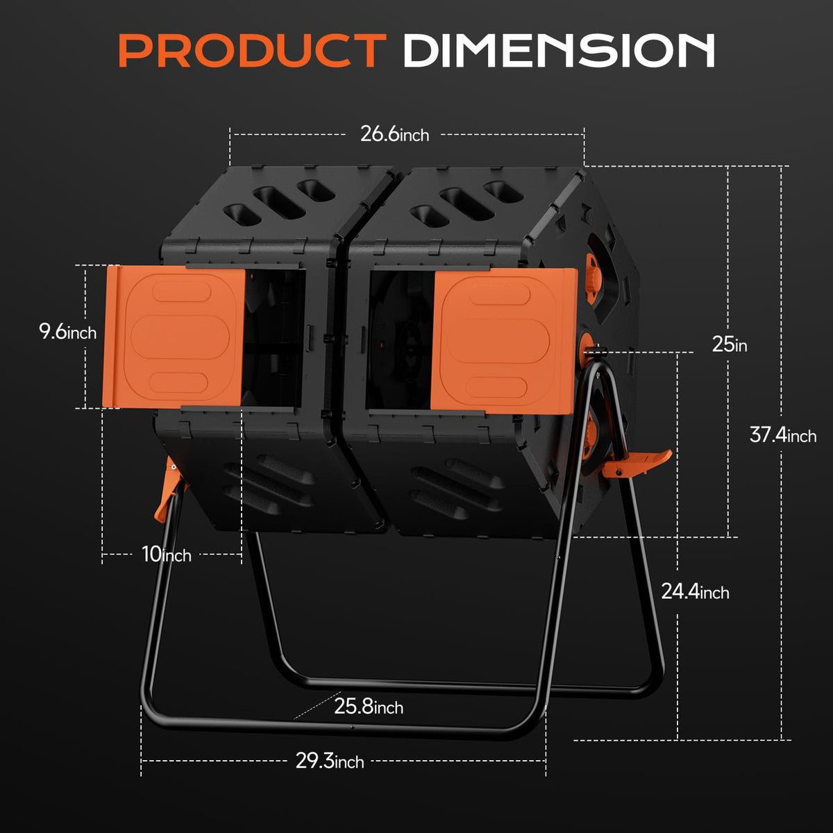 TOP XIAN compost tumbler smooth interior ribs aid mixing without manual turning