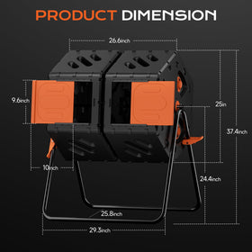 TOP XIAN compost tumbler smooth interior ribs aid mixing without manual turning
