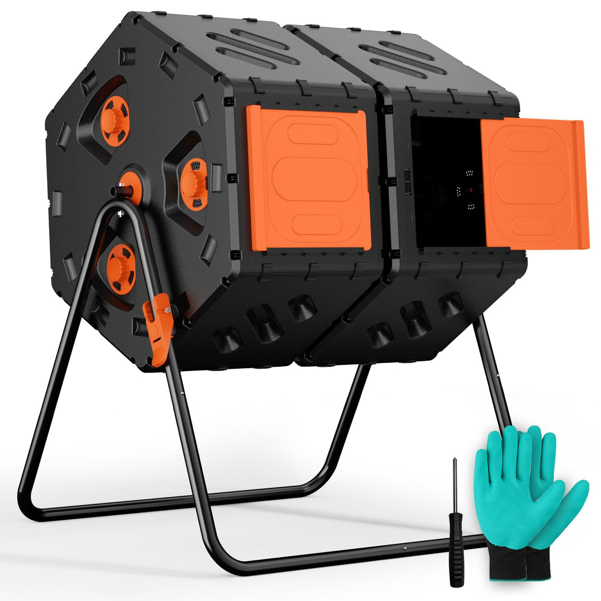 TOP XIAN compost tumbler open drum for easy scrap dumping and mess-free loading