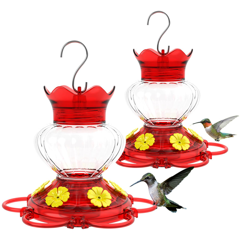 TOP XIAN hummingbird feeder 2-pack on outdoor décor attracts nectar-loving birds.