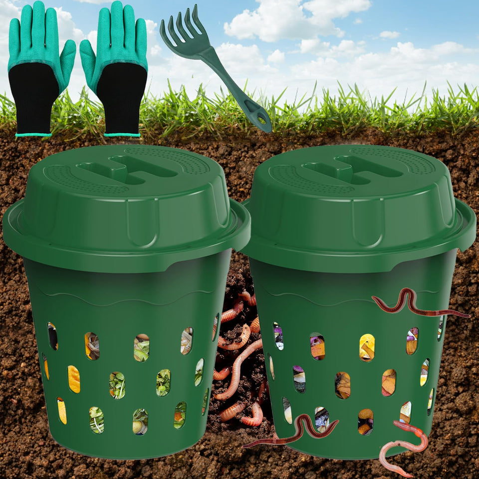 TOP XIAN inground worm composter 2-pack ready for garden use and soil conversion