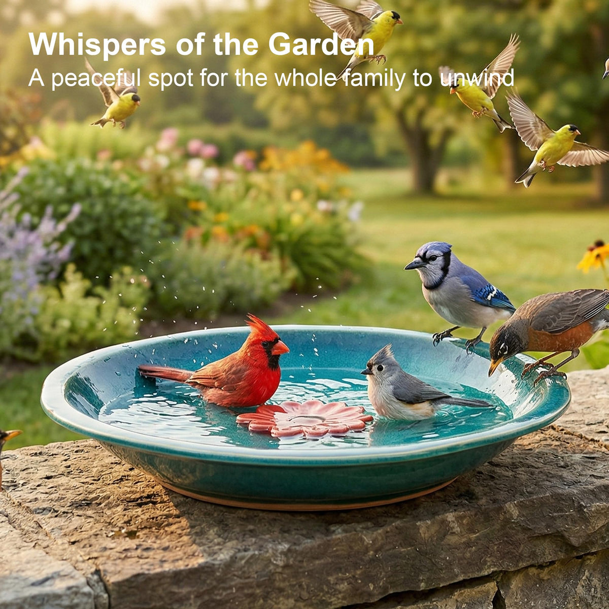 Topadorn durable ceramic bowl with 2-inch depth keeps water at safe level.