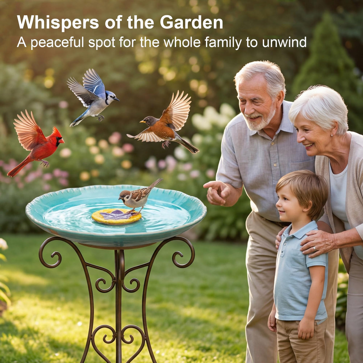 Topadorn birdbath is portable yet stable for easy relocation.